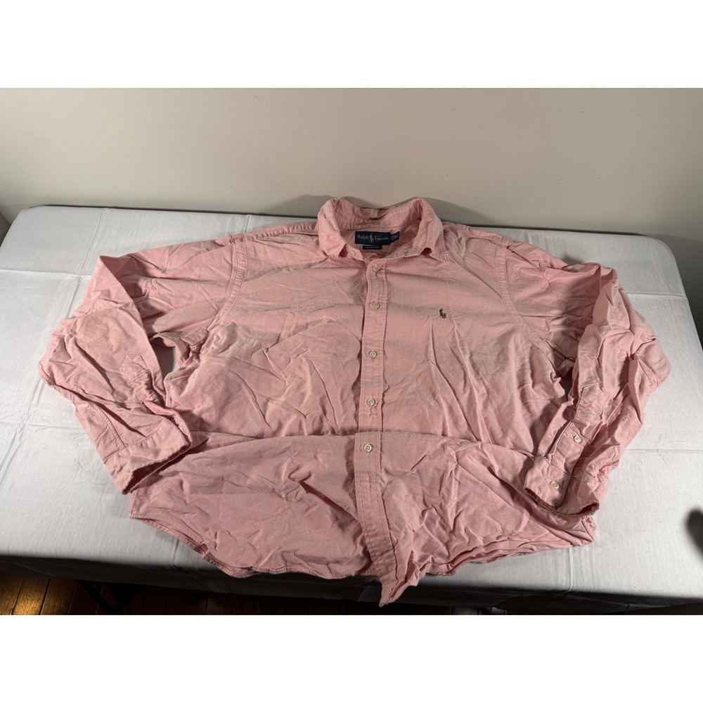 Ralph Lauren Mens Classic Fit Pink Oxford Button Down Shirt XL Long Sleeve Pony